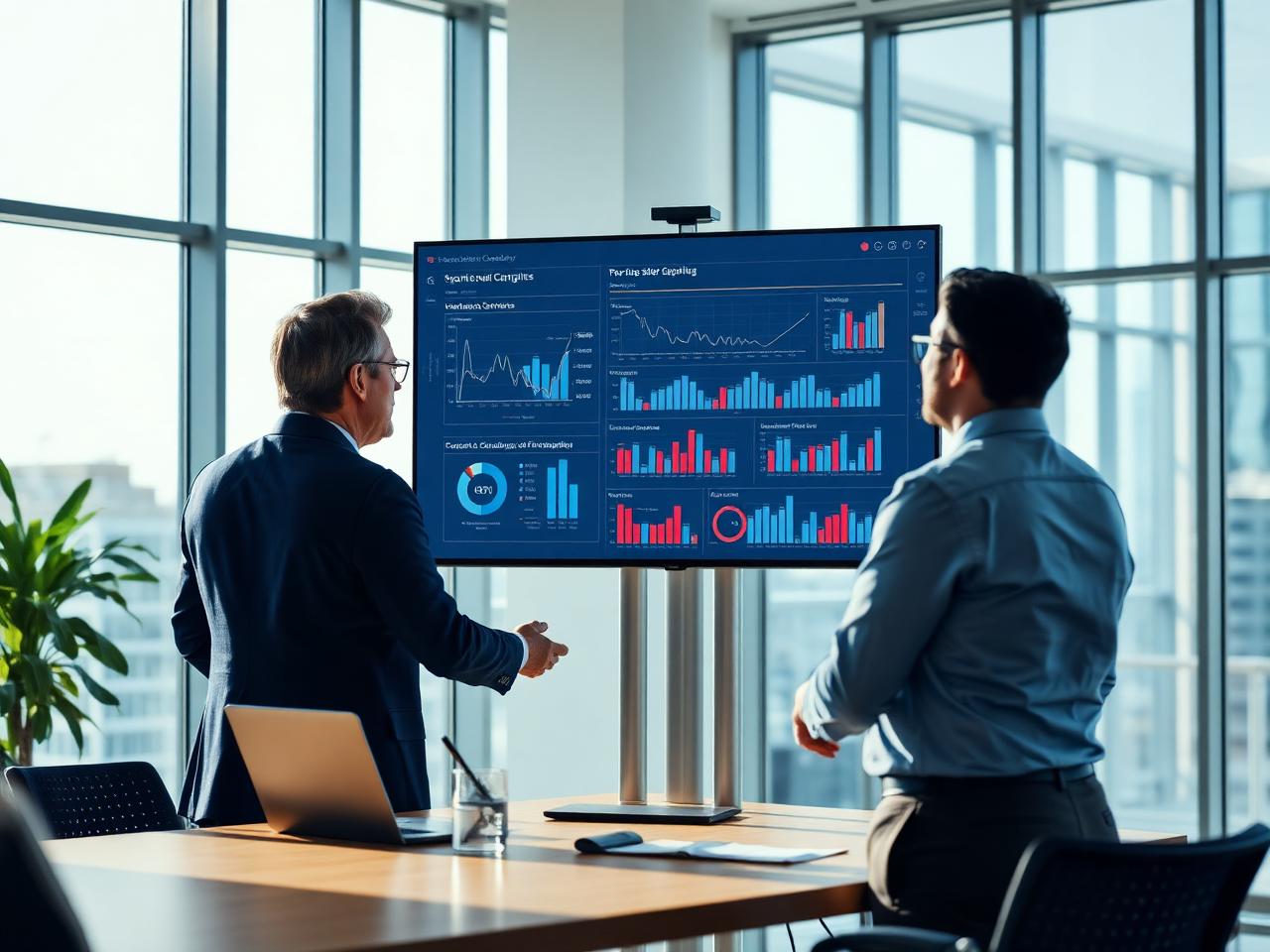 Consultants reviewing ICT salary and market data on screen
