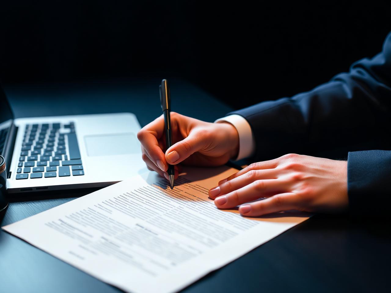 Signing a governance policy document in a corporate office