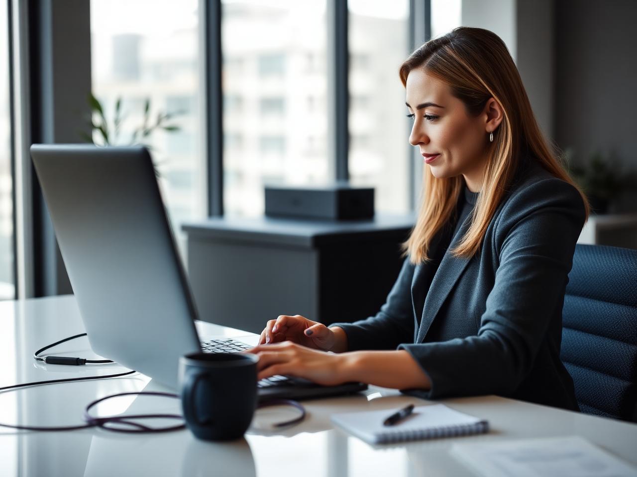 A professional completing her New Vision Software candidate profile online